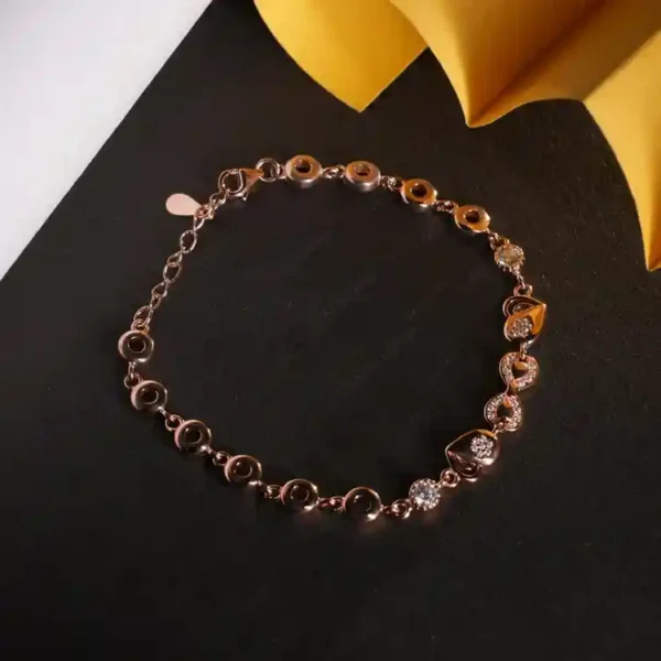 925 Rose Gold-Plated Silver Bracelet with Infinity & Heart Charms