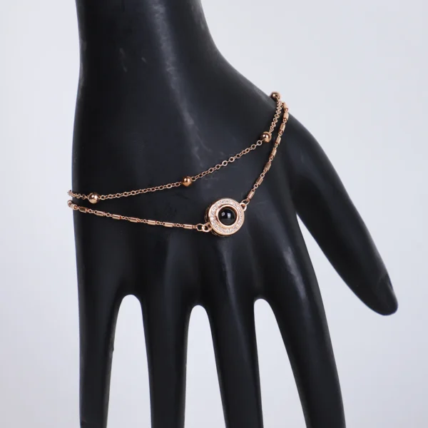 925 Rose Gold-Plated Silver Chain bracelet with Evil Eye Charm – Double Layered Protection - Image 4