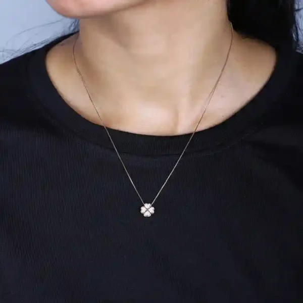 925 Rose Gold-Plated Silver Chain with Four Heart Pendant – Love in Every Detail - Image 2