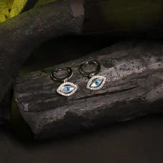 925 Silver Evil Eye Sparkle Stud Earrings