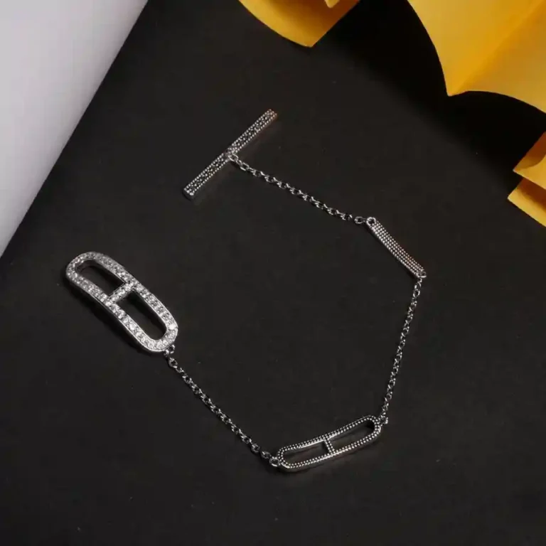 925 Silver Chain Bracelet with Geometric Link Accents – Modern Minimalist Sparkle