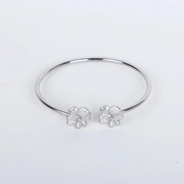 Elegant Silver Kadha Bracelet with Intricate Flower Design - Image 6