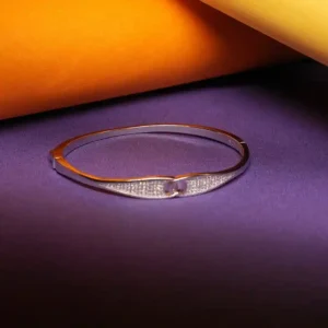 Silver Kadha Bracelet with Elegant infinity Motif & Stone Studs