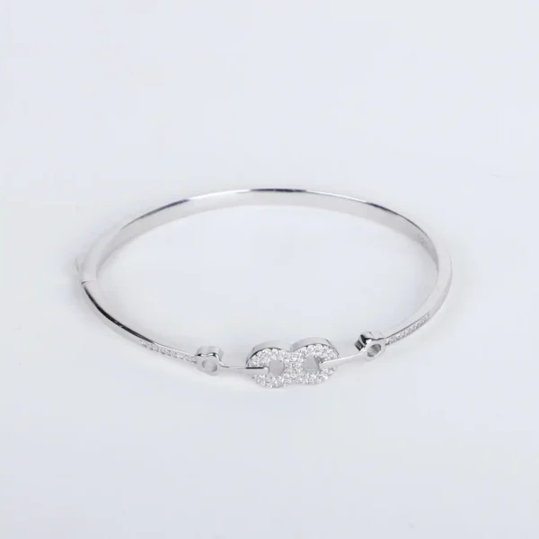 Infinite Sparkle Silver Kadha Bracelet with Stone Studs - Image 2