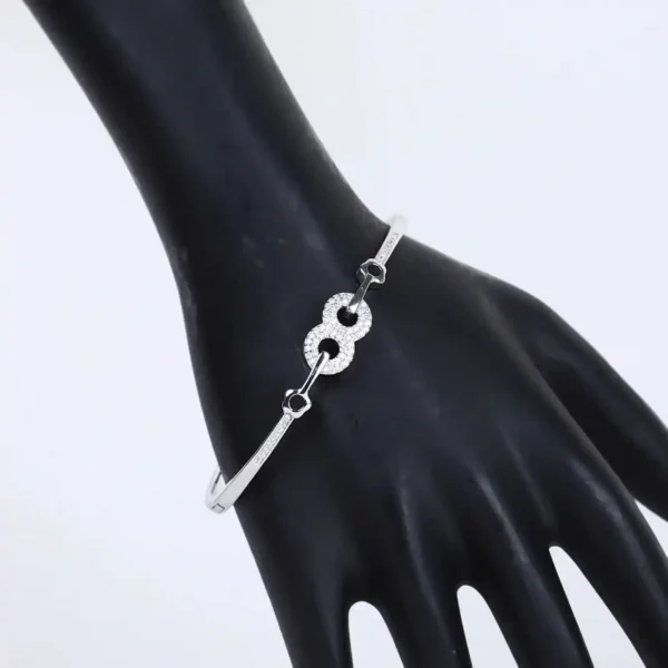 Infinite Sparkle Silver Kadha Bracelet with Stone Studs - Image 3