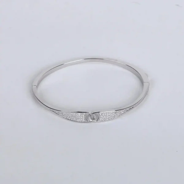 Silver Kadha Bracelet with Elegant infinity Motif & Stone Studs - Image 2
