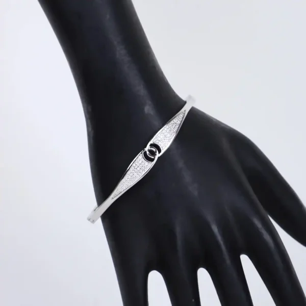 Silver Kadha Bracelet with Elegant infinity Motif & Stone Studs - Image 3