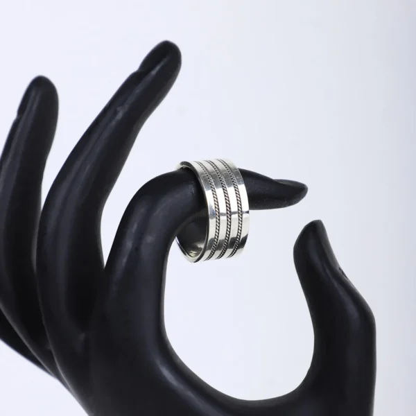Men's Sterling Silver Textured Band Ring – Classic & Bold Design - Image 3