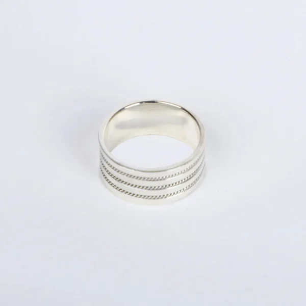 Men's Sterling Silver Textured Band Ring – Classic & Bold Design
