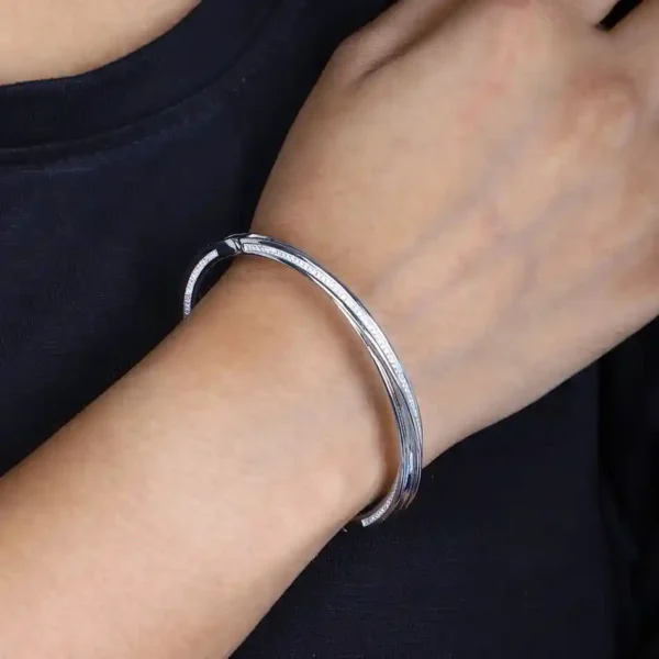 Radiant 92.5 Silver Kadha Bracelet with Dazzling Stone Studs - Image 3