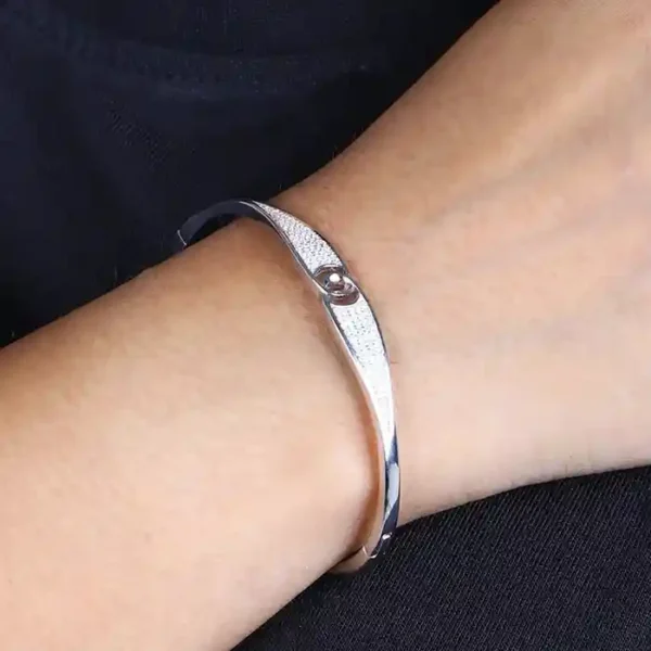 Silver Kadha Bracelet with Elegant infinity Motif & Stone Studs - Image 5