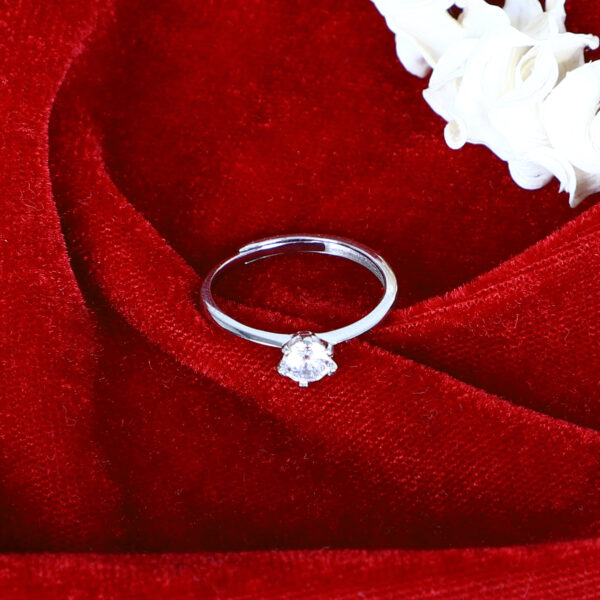 Women's Elegant Classic Solitaire Silver Ring with Sparkling Cubic Zirconia - Image 2