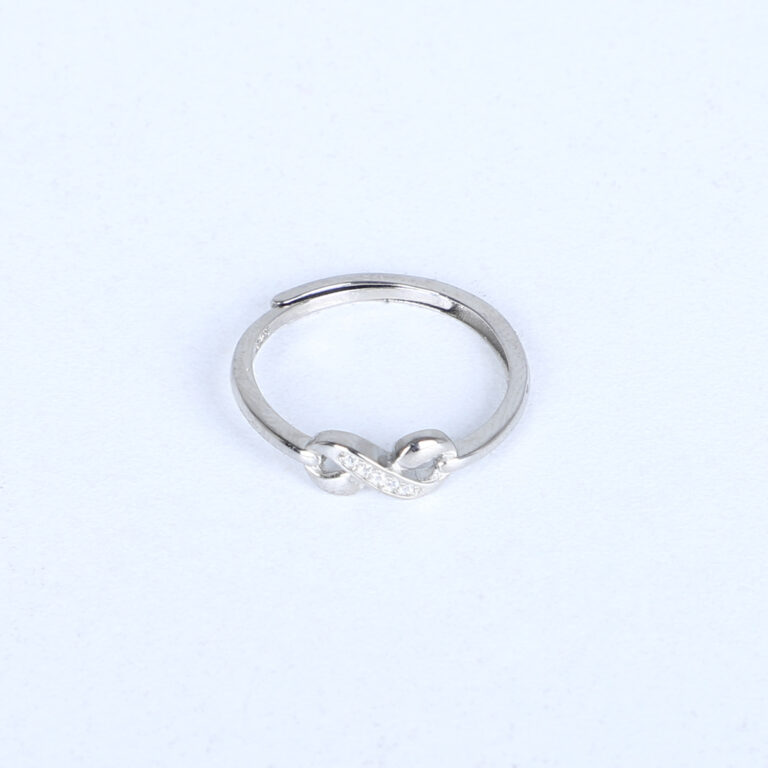 Women’s Infinity Knot Ring – Dainty Silver Band with Cubic Zirconia Accents