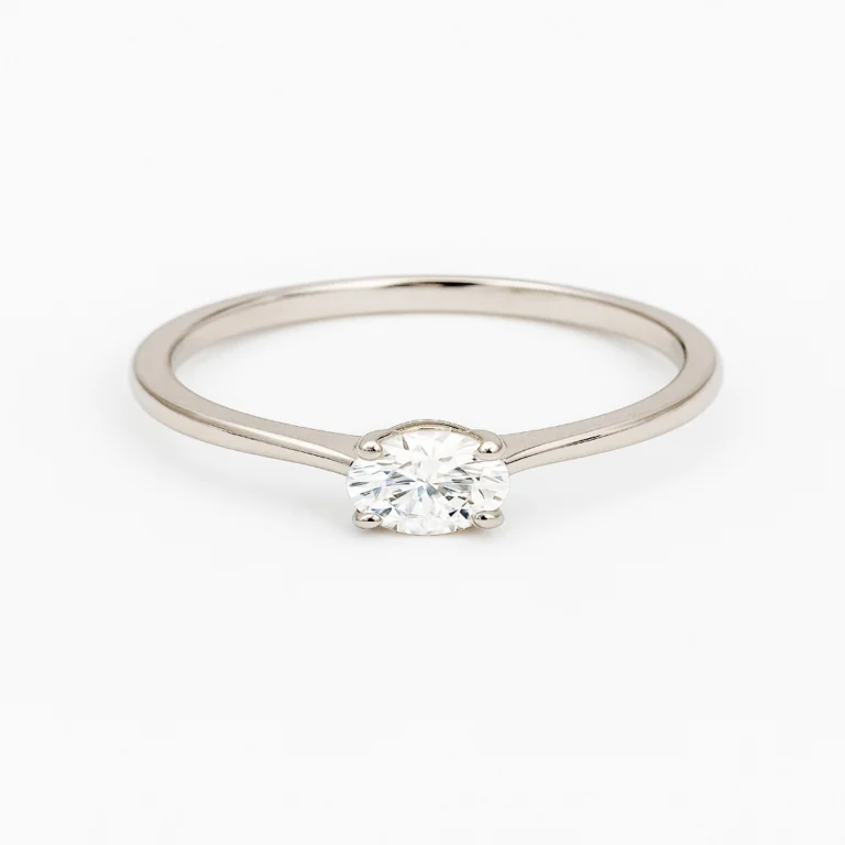 Women’s Elegant Classic Solitaire Silver Ring with Sparkling Cubic Zirconia