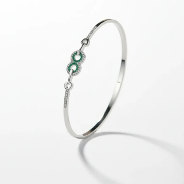 Emerald Glow Silver Green Stone Bracelet - Image 3