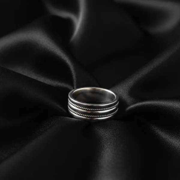 Classic Groove Silver Men’s Ring - Image 3