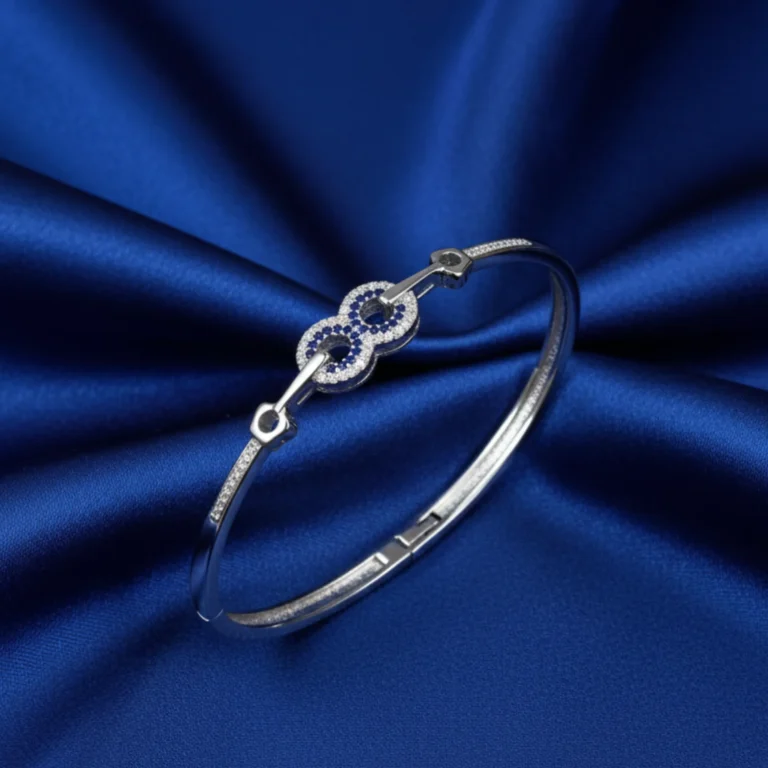 Celestial Spark Blue Stone Silver Bracelet