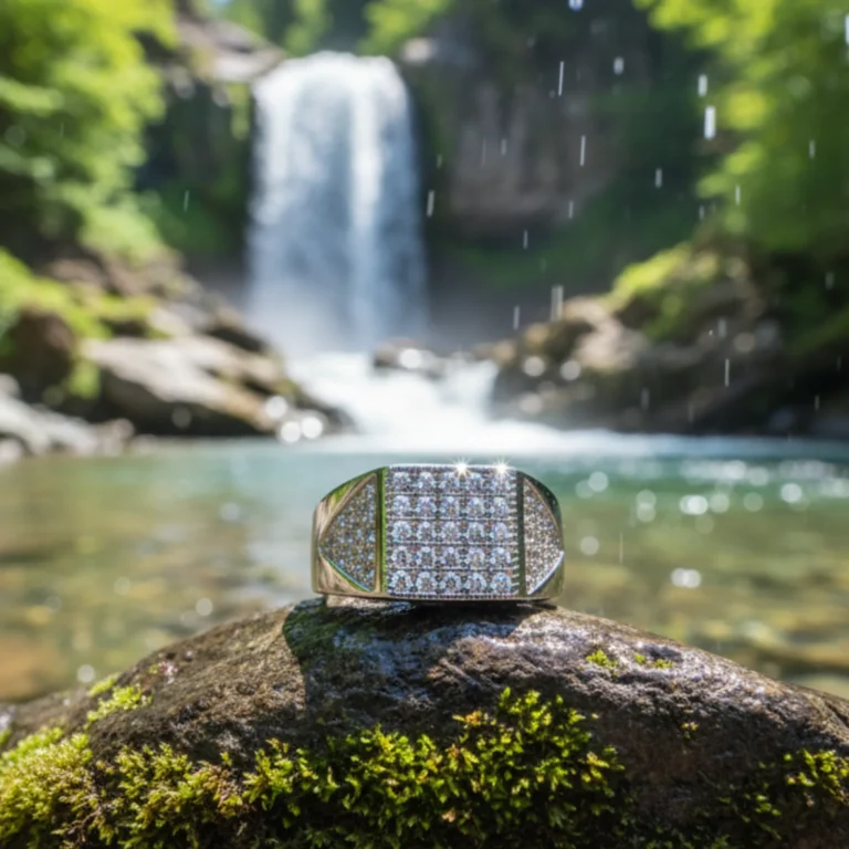 Bold Elegance Stone-Studded Silver Men’s Ring