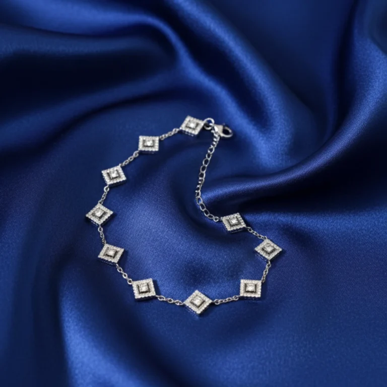 Sparkling Elegance Stone-Studded Silver Bracelet