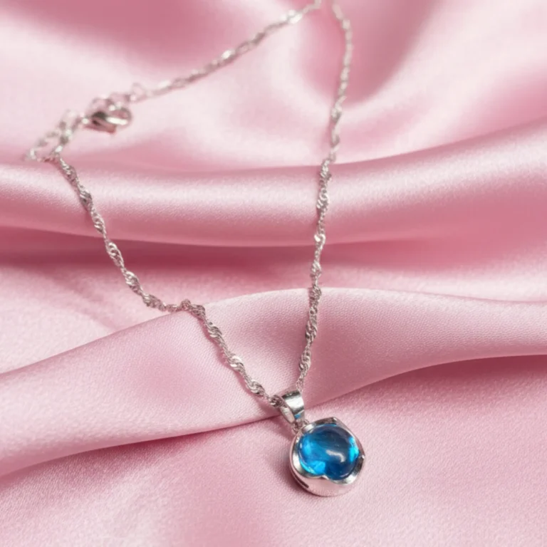 Ocean Glow Silver Blue Stone Pendant
