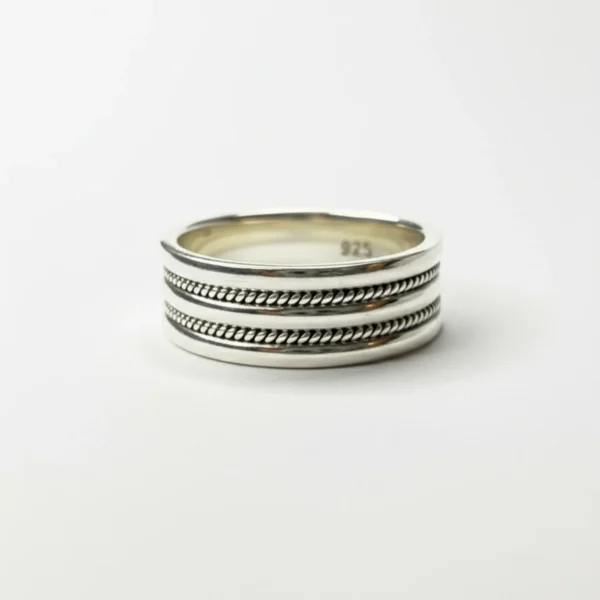 Classic Groove Silver Men’s Ring - Image 4