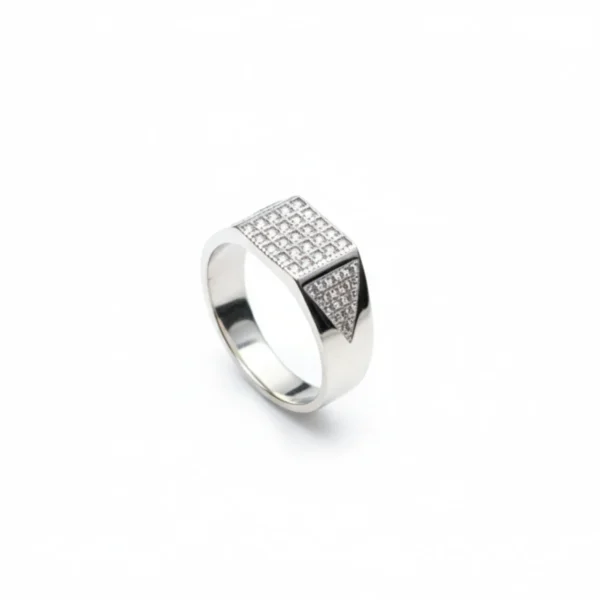 Bold Elegance Stone-Studded Silver Men’s Ring - Image 2