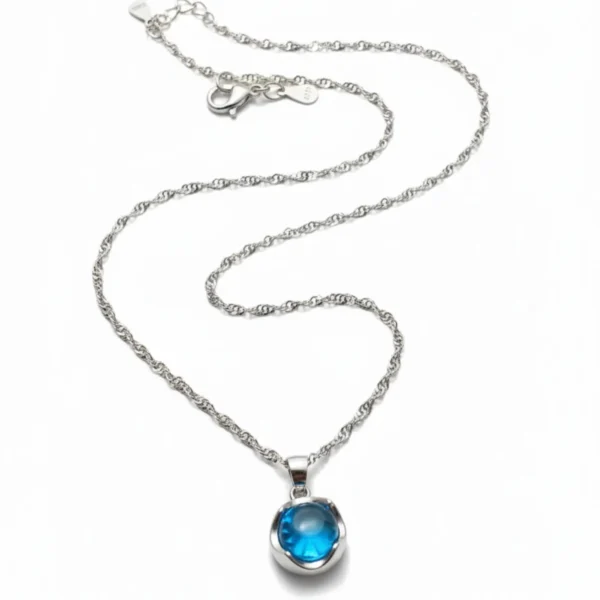 Ocean Glow Silver Blue Stone Pendant - Image 2