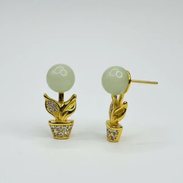 Graceful Pearl Gold-Silver Earrings - Image 2