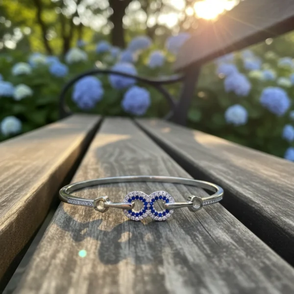 Celestial Spark Blue Stone Silver Bracelet - Image 2