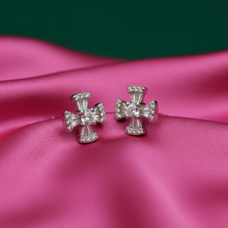 Dazzling Petal Silver Stud Earrings