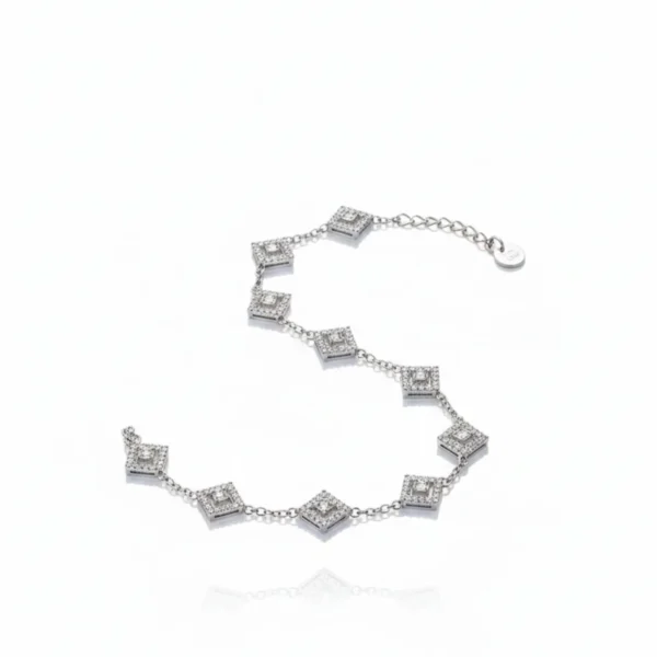 Sparkling Elegance Stone-Studded Silver Bracelet - Image 3