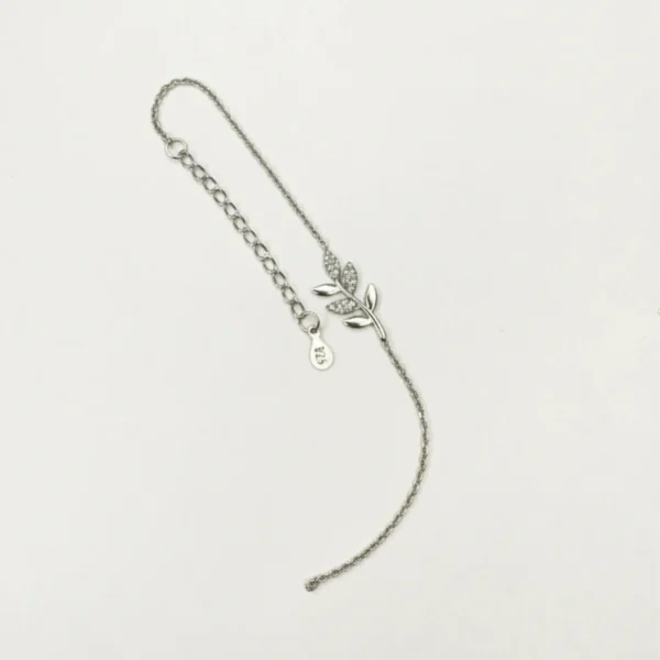 Shimmering Leaf Silver Chain Bracelet - Image 3