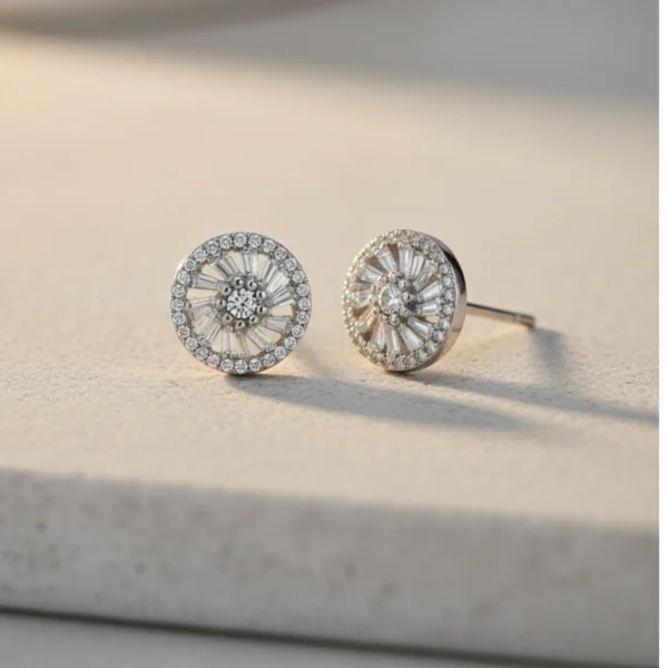 Dazzling Radiance Silver Stone Earrings - Image 2
